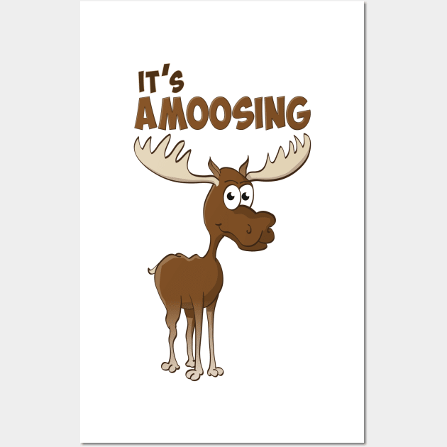 ‘It’s Amoosing” - vector illustration of a moose Wall Art by Stefs-Red-Shop